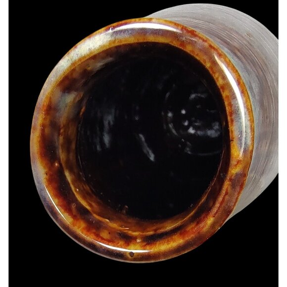 Handmade Ceramic Vase With Earthy Brown & Muted Green Glazed Finish, Vintage - Picture 5 of 8